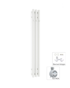 Рушникосушка комбінована Terma ROLO HANGER 1200x150, колір 9016 mat, тен MOA + вентиль Integra