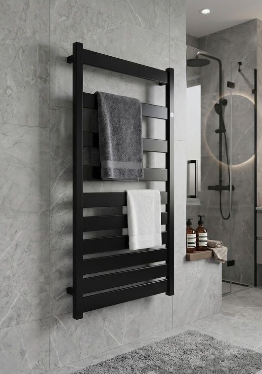 Рушникосушка комбінована Instal Projekt Belti 896x500 Black mat, тен MOA + вентиль Integra