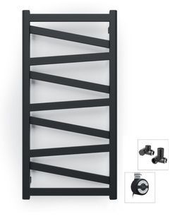 Рушникосушка комбінована Terma VIPERA 990x500 Black mat, тен MOA + вентиль Integra