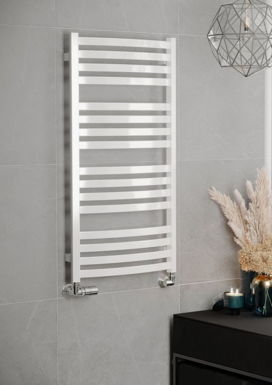 Рушникосушка комбінована Terma D01 960x500 9016 Mat, тен MOA + вентиль Integra