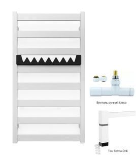 Рушникосушка комбінована Terma VIVO 910x400 White mat, тен ONE + вентиль Unico