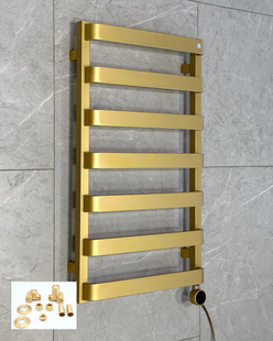 Рушникосушка комбінована Terma WIX 850x500, колір Brass, тен MOA-WiFi + вентиль Integra