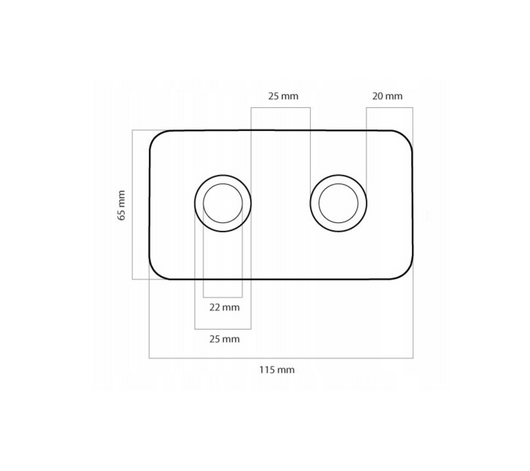 Маскувальна розетка подвійна 50 mm квадратна, Black mat (Vario Term)