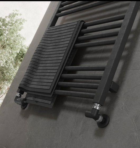 Рушникосушка комбінована Terma Fiona 1380x500 Black mat, тен ONE + вентиль Unico
