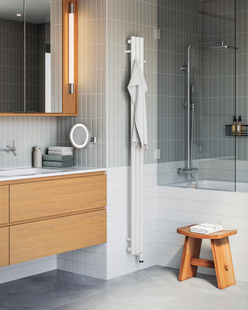 Рушникосушка електрична Terma ROLO HANGER 1400x150 9016 mat, тен ONE з правої сторони